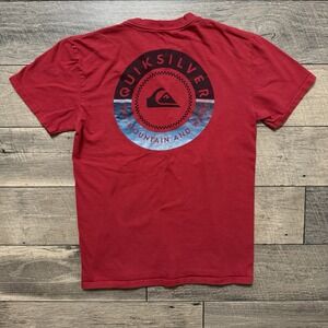 Y2K Quiksilver Mountain & Wave Graphic Print Heather Red Tee T-Shirt Mens Sz M